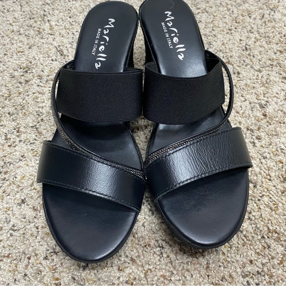 Mariella wedge sandals womens 9.5 rhinestones made in Italy shoes strappy NEW - Picture 9 of 9
